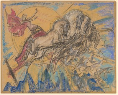 O deus do sol Apolo em sua carruagem de Willem van Konijnenburg
