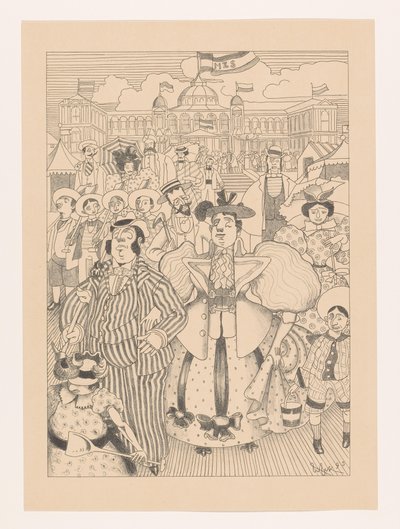 Banhistas judeus caricaturados na praia de Scheveningen de Willem van Konijnenburg