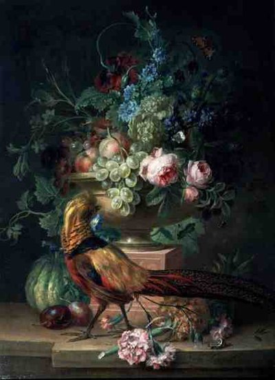 Natureza Morta com Flores e um Faisão (óleo sobre tela) de Willem van Leen
