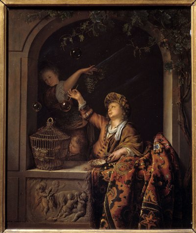 Bolhas de sabão. Pintura de Willem Van Mieris (1662 - 1747) de Willem Van Mieris