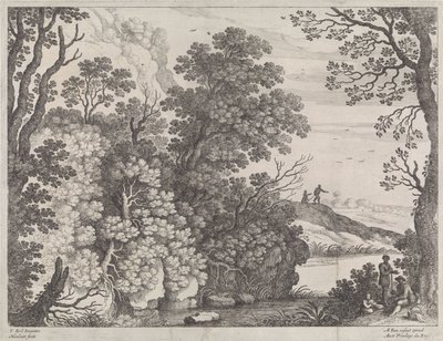 paisagem da floresta Paisagens italianas (título da série) de Willem van Nieulandt (II)