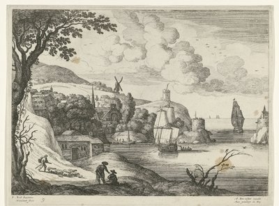 Aldeia por uma baía Paisagens italianas (título da série) de Willem van Nieulandt (II)