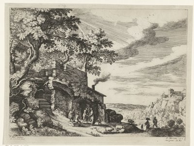 Pastores em uma ruína Paisagens italianas (título da série) de Willem van Nieulandt (II)