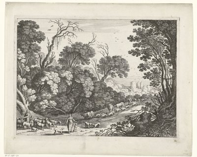 Pastores com o rebanho Paisagens italianas (título da série) de Willem van Nieulandt (II)
