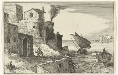 Vila Costeira Ruínas romanas e paisagens costeiras (série 1) (título da série) de Willem van Nieulandt (II)