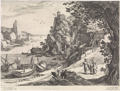 Paisagem com a expulsão de Agar e Ismael Paisagens italianas (título da série) de Willem van Nieulandt (II)