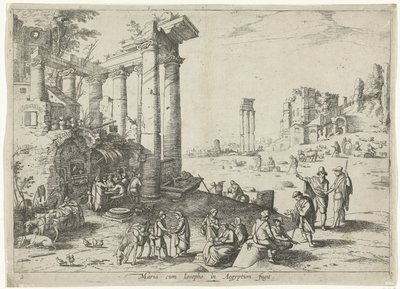 Paisagem com voo para o Egipto
Mary cum Iosepho em Aegyptum fugit (título sobre o objecto)
Paisagens italianas com cenas bíblicas (título da série) de Willem van Nieulandt (II)