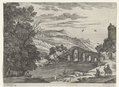 paisagem com um rio Paisagens italianas (título da série) de Willem van Nieulandt (II)