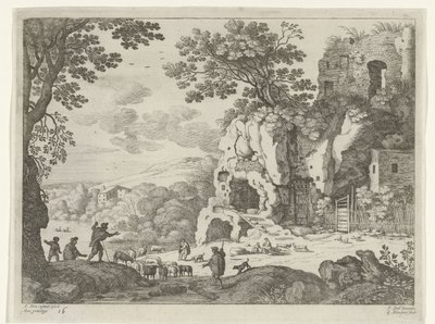 Paisagem com uma ruína
Paisagens italianas (título da série) de Willem van Nieulandt (II)