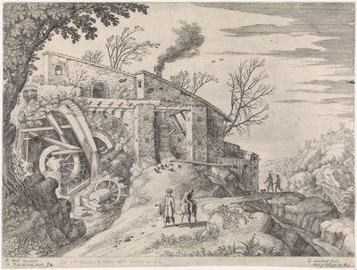 Paisagem com um moinho de água e o Bom Samaritano
Paisagens italianas (título da série) de Willem van Nieulandt (II)