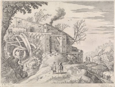 Paisagem com um moinho de água e o Bom Samaritano
Paisagens italianas (título da série) de Willem van Nieulandt (II)