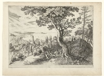 Viajante é atacado por ladrões Paisagens italianas (título da série) de Willem van Nieulandt (II)
