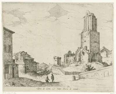 Torre delle Milizie e o Panteão
Torre di Conti e Santo Maria di retonde (título sobre o objecto)
Vistas de Roma (título da série) de Willem van Nieulandt (II)
