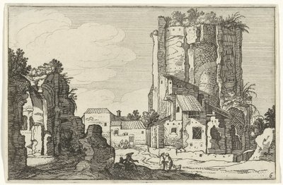 Duas ruínas Ruínas romanas e paisagens costeiras (série 1) (título da série) de Willem van Nieulandt (II)