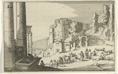 O gado entre as ruínas romanas
Ruínas romanas e paisagens costeiras (série 1) (título da série) de Willem van Nieulandt (II)
