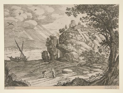 paisagens italianas; um dos 30 pratos de Willem van Nieulandt II