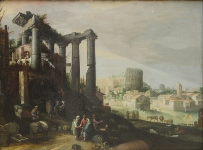Paisagem com vista de Campo Vaccino em Roma de Willem van Nieulandt d.Y.