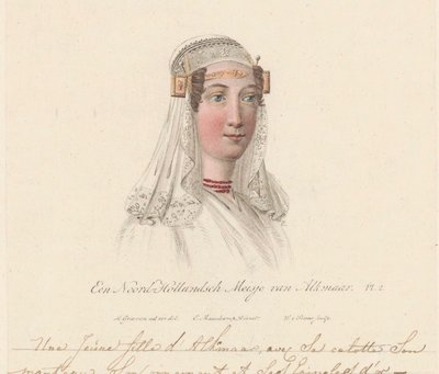 Cocar de uma garota de Alkmaar, 1816 Uma garota da Holanda do Norte de Alkmaar / Une Jeune d