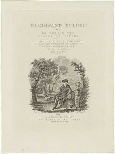 Viajante sentado e um menino em uma paisagem Folha de rosto para: J.G. Tobler, Ferdinand Dulder, 1838 de Willem van Senus