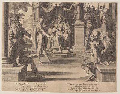 Alexandre o Grande como juiz, placa 10 de Tronos da Justiça (Thronus Iustitiae) de Willem van Swanenburgh