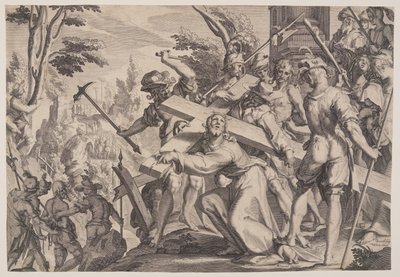 Cristo carregando a cruz, placa 4 de Tronos da Justiça (Thronus Iustitiae) de Willem van Swanenburgh