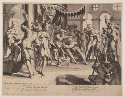 Juiz Bias Derramando Lágrimas, placa 9 de Thrones of Justice (Thronus Iustitiae) de Willem van Swanenburgh