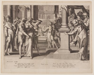 Susanna Before Daniel, prato 3 de Thrones of Justice (Thronus Iustitiae) de Willem van Swanenburgh