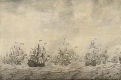 Episódio da Batalha dos Quatro Dias, 11-14 de Junho de 1666, da Segunda Guerra Anglo-Holandesa, 1665-67 de Willem van de Velde (I)