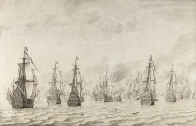 A Batalha de Dunquerque A Batalha Naval contra os espanhóis perto de Dunquerque, 18 de fevereiro de 1639 de Willem van de Velde (I)