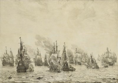 A Batalha de Livorno (Leghorn)
A batalha naval de Livorno, 14 de Março de 1653: episódio da Primeira Guerra do Mar Inglês (1652-54) de Willem van de Velde (I)