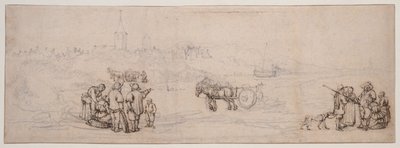 Cena de Duna com Figuras Camponesas de Willem van de Velde
