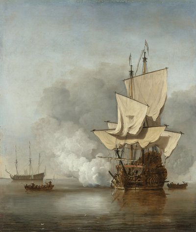 O tiro de canhão, c.1680 de Willem van de Velde