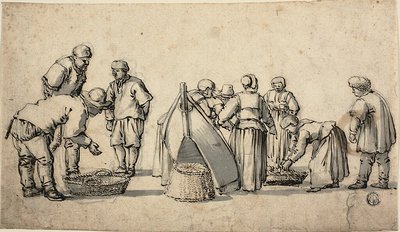 Um mercado de peixe holandês de Willem van de Velde I