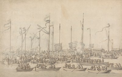 Celebração no Tamisa, perto de Whitehall de Willem van de Velde the Elder