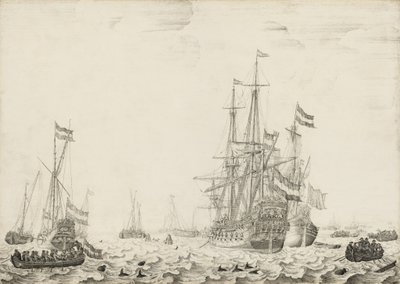 Navios holandeses perto da costa de Willem van de Velde the Elder