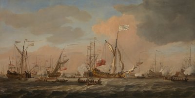 O iate "Mary" chega com a Princesa Mary a Gravesend com uma brisa fresca de Willem van de Velde the Younger