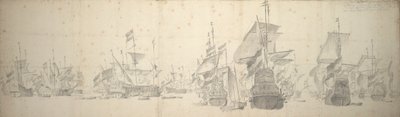 Conselho de guerra da frota holandesa ao largo de Terschelling, 7-17 de outubro de 1658 de Willem van de the Elder Velde