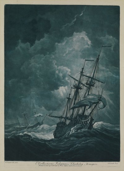 Um navio a navegar num vendaval de Willem van de the Elder Velde