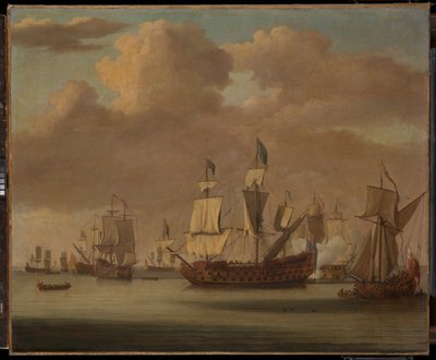 Calma: o "Royal James", um iate real e outros navios de Willem van de the Elder Velde
