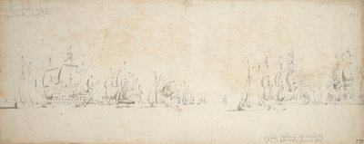 De Ruyter junta-se à frota de Tromp no Mar do Norte, 8-18 de agosto de 1665 de Willem van de the Elder Velde