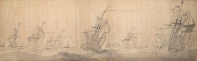 Frota holandesa a bater a costa ao largo das ilhas Frísias do Norte 9 [OS] / 19 de outubro de 1658 de Willem van de the Elder Velde