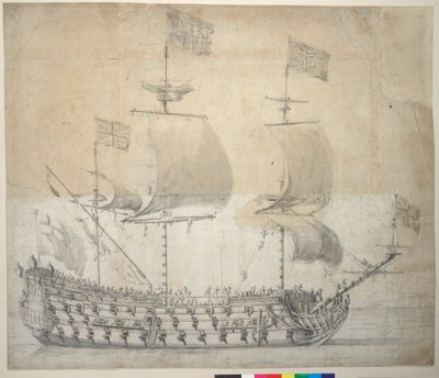 HMS Britannia (desenho) de Willem van de the Elder Velde