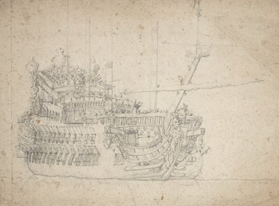 Retrato de um barco francês de dois andares de Willem van de the Elder Velde