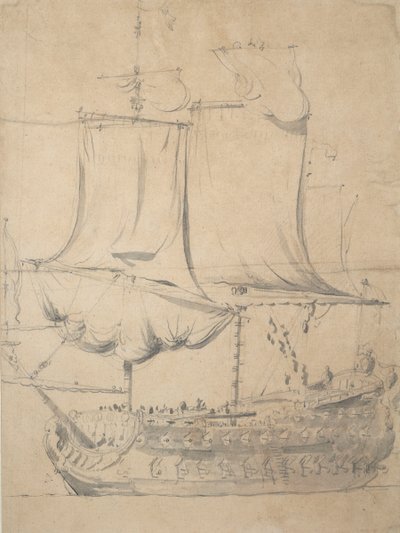 Retrato de um inglês de terceira categoria, c.1685 (grafite, lavagem cinzenta) de Willem van de the Elder Velde