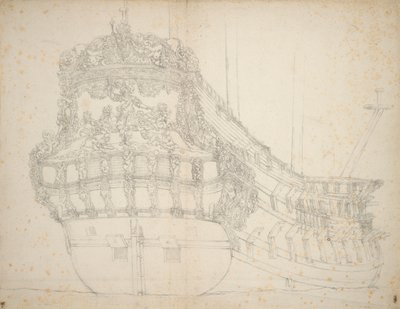 Retrato do "Gideon", um navio de 62 canhões construído em 1664 e registado pela última vez em 1689, c.1670 (offset) de Willem van de the Elder Velde