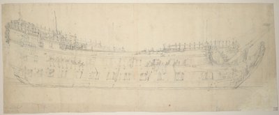 Retrato do "Swiftsure", 64 canhões, construído em 1621 e reconstruído em 1653 de Willem van de the Elder Velde