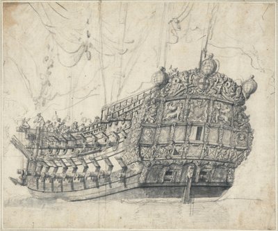 Retrato do "Tigre" (1678), c.1681 (grafite, lavagem cinzenta) de Willem van de the Elder Velde