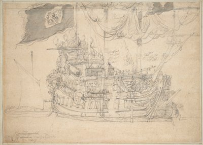 Retrato da "Zeelandia", c.1659 (grafite, lavagem cinzenta) de Willem van de the Elder Velde
