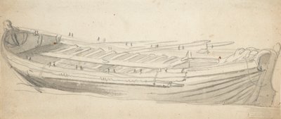 Estudo de uma barcaça de navio, c.1665 (grafite, lavagem a cinzento) de Willem van de the Elder Velde