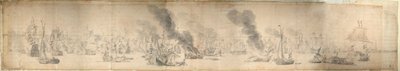 A Batalha do Øresund, 29 de outubro de 1658, c.1658 (papel) de Willem van de the Elder Velde